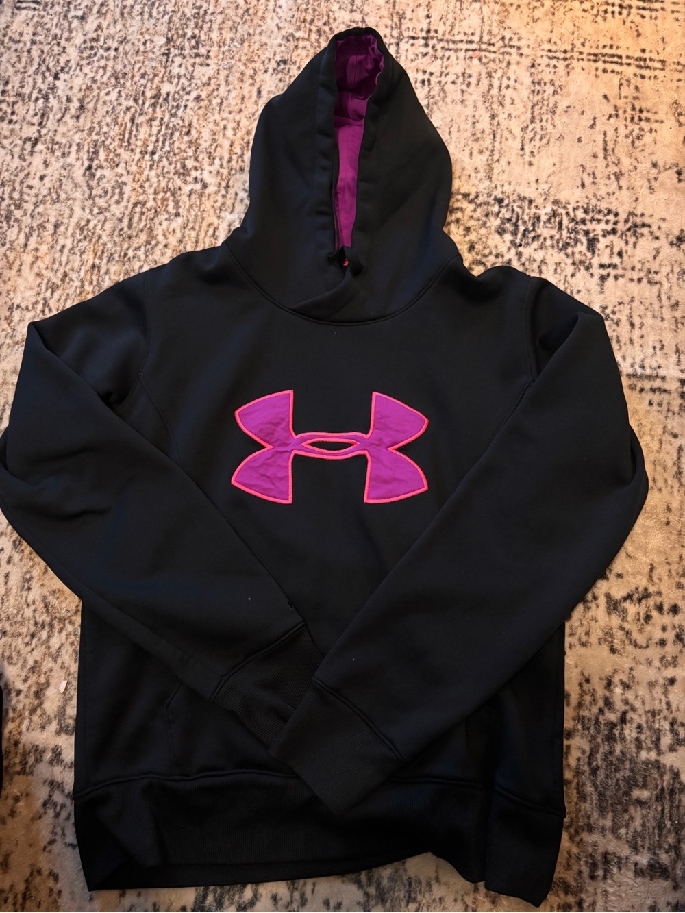 Under Armour Black Hoodie with Magenta Logo